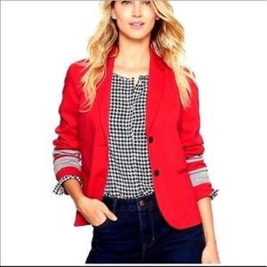GAP Red/Gray Academy Knit School Boy Tailored Blazer—SZ. 0